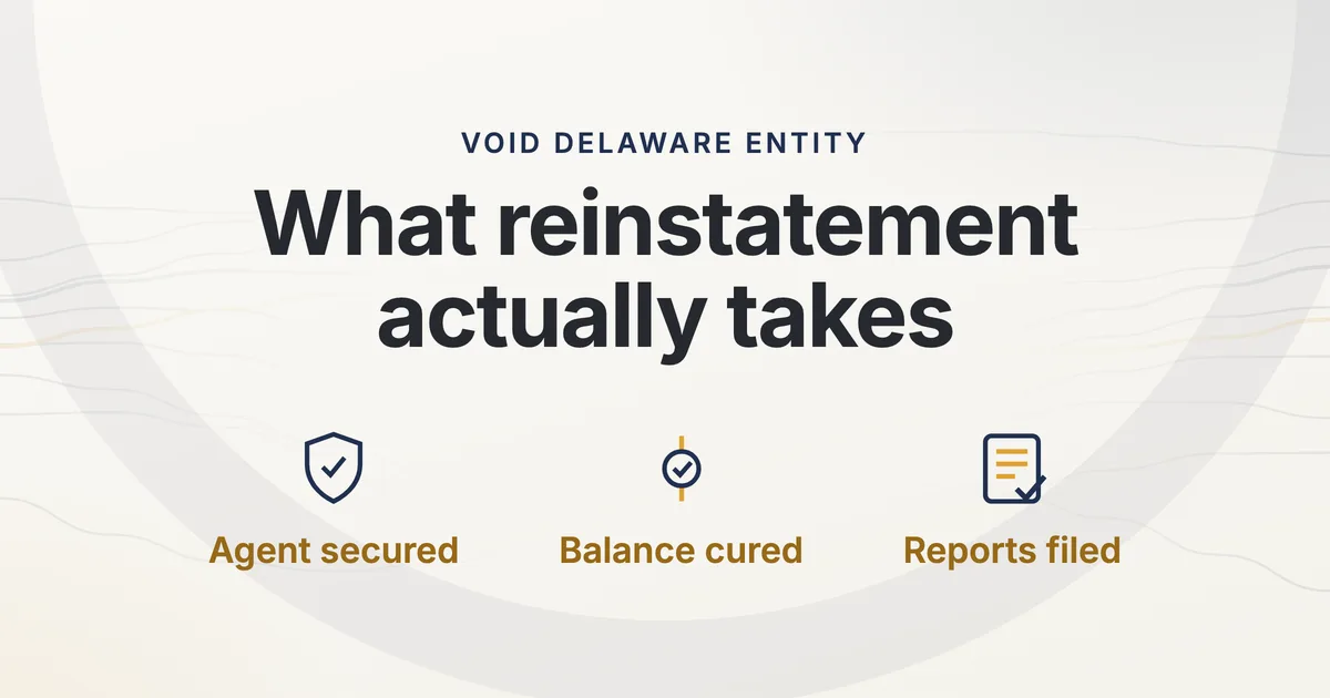 Delaware Franchise Tax Nonpayment, Void Status and How Reinstatement Works